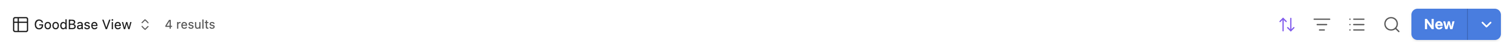 The restyled Bases toolbar with a Notion-like blue New button