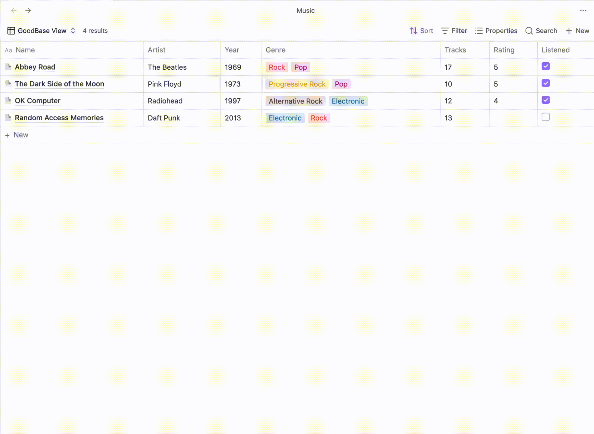 Creating a note with + New and editing it in the Notion-style page panel